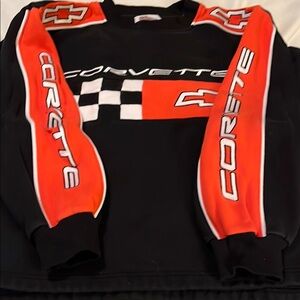 Vintage Chevrolet Corvette Heavy Pullover Sweatshirt. Size L Black and Orange
